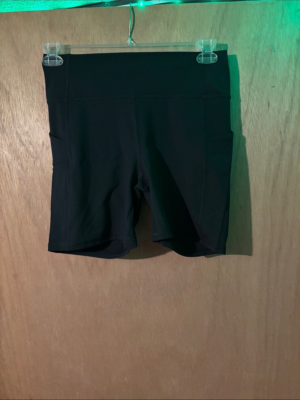 Fabletics Black High-Rise Bike Shorts with Side Pockets
